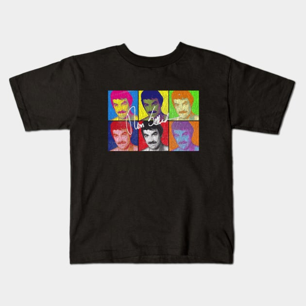 Tom Selleck Popart Vintage look Kids T-Shirt by Bingung Mikir Nama Design